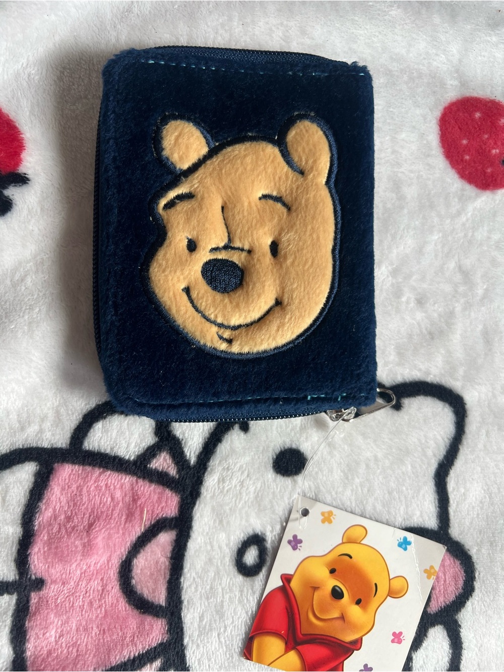 Disney Navy and Yellow Plush Kids Wallet featuring Winnie the Pooh